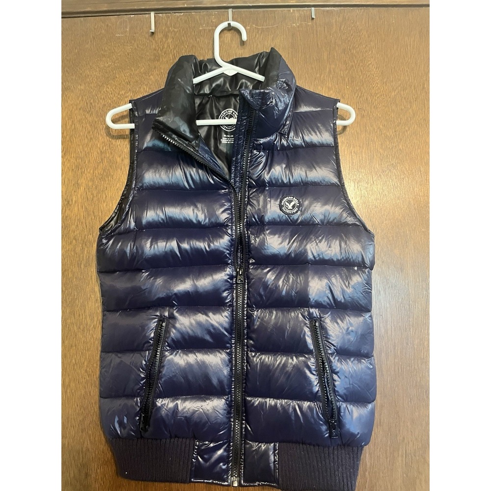 American Eagle Navy Blue Women's Puffer vest zip‎ front pockets- Size Medium